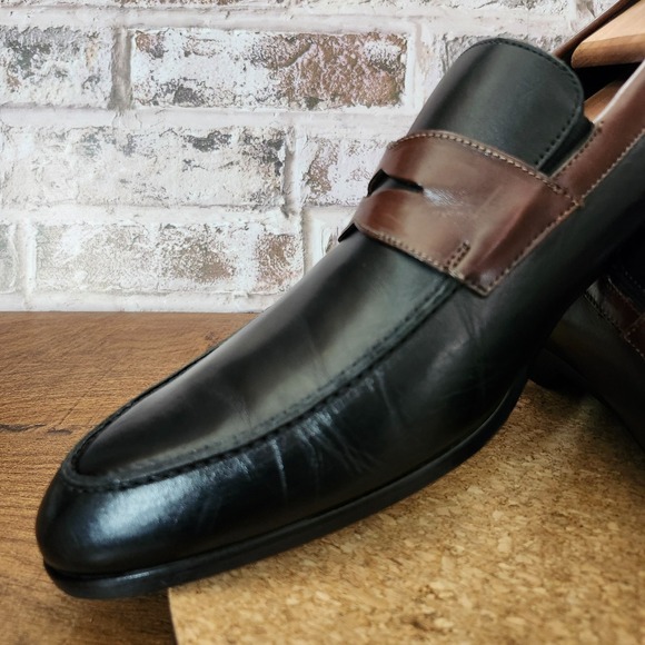 Donald J. Pliner Two Tone Penny Loafers mens Black/ Brown size 13 - Picture 8 of 16